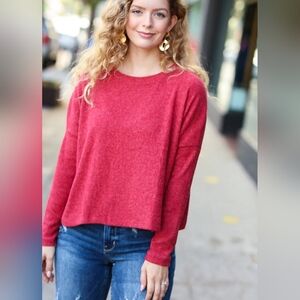 Willow Boutique Zenana Red Long Sleeve Sweater